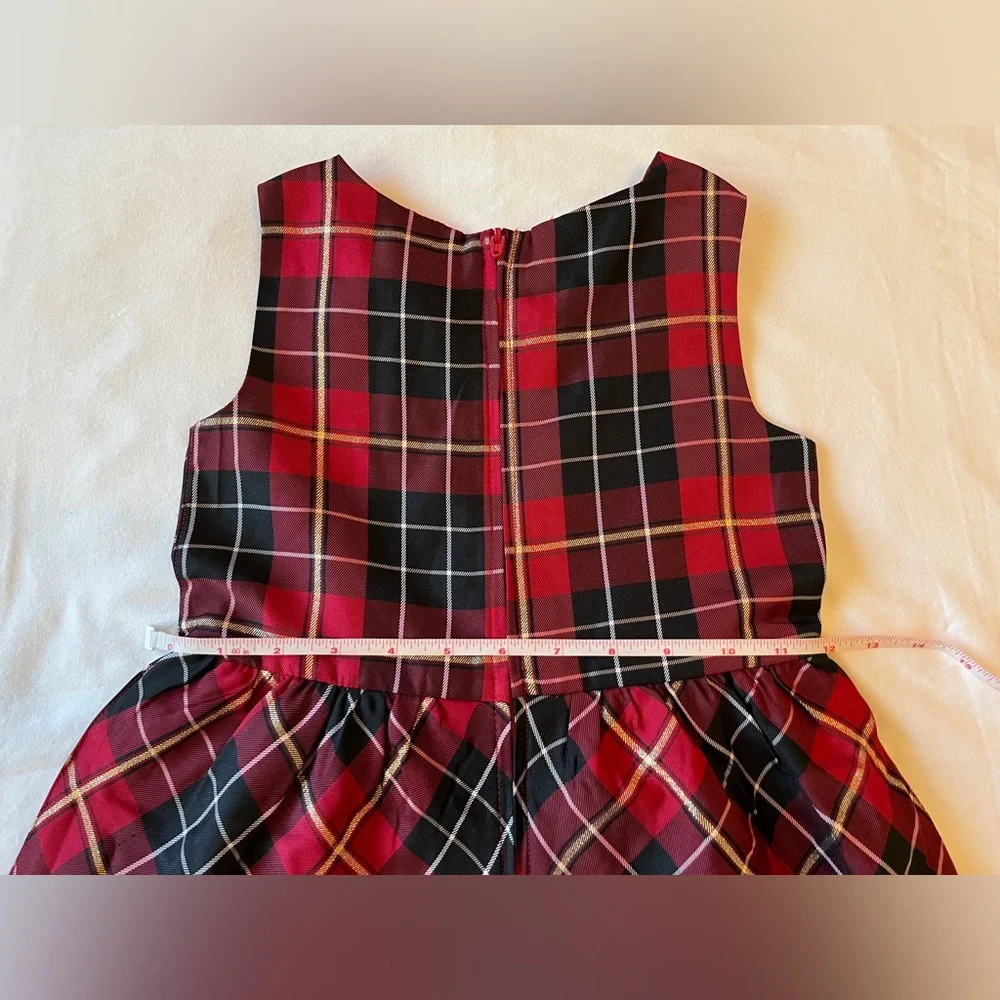The Children's Place Girls Plaid Satin Tiered Fit & Flare Party Dress Size 6 NWT